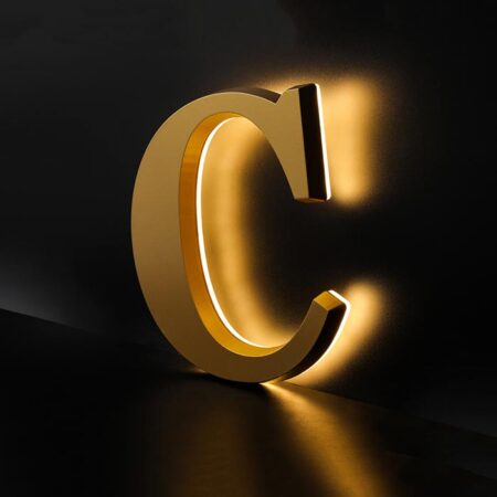 Letra metácrilato con borde curvado y luz trasera 5