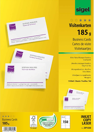 Mejores Papeles Para Imprimir Tarjetas Sigel DP830