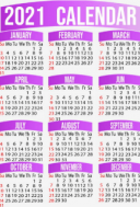 PSD Calendarios de Bolsillo Gratis 2021 Rosa Neón