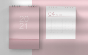 PSD Calendarios Sobremesa Gratis 2021 Maqueta Rosa Pálido