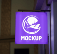 Rótulo Luminoso Cuadrado Púrpura