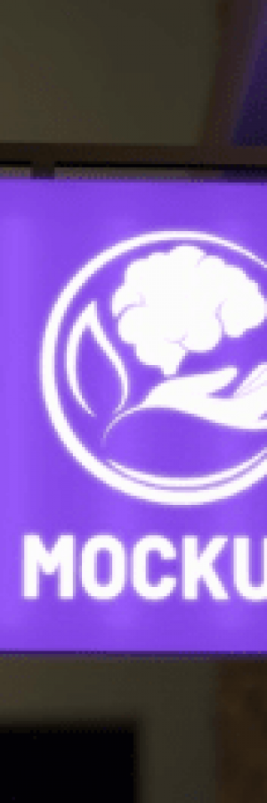 Rótulo Luminoso Cuadrado Púrpura