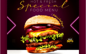 PSD Carta de Restaurante Gratis 2021 Neón